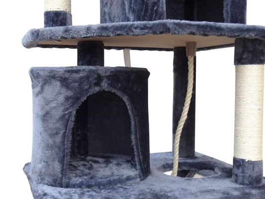 Έπιπλα σαλόνι σκούρο γκρι 4 πλατφόρμες 64 ίντσες γάτα δέντρο με 2 κρεβάτια κύβους Play House