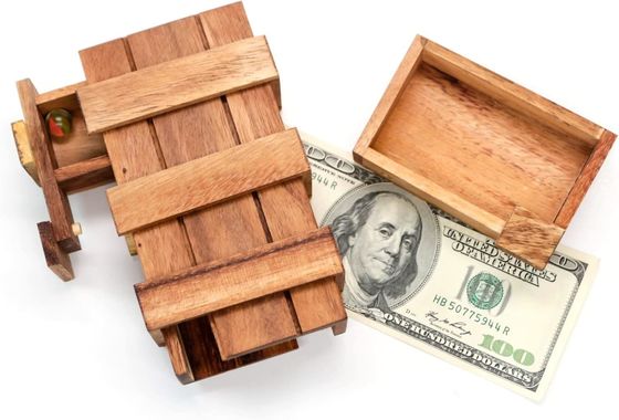 Διπλό Magic Box Brain Teaser Custom Solid Wood Box με κρυμμένα διαμερίσματα