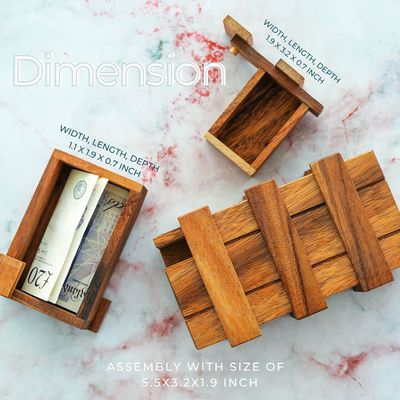 Διπλό Magic Box Brain Teaser Custom Solid Wood Box με κρυμμένα διαμερίσματα
