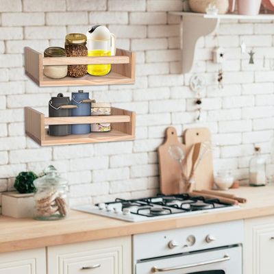 Ταχυδρομική συσκευασία Διακόσμηση σπιτιού και ράφια παιδιών Σετ 2 φυσικού ξύλου πλωτό τοίχωμα βιβλιοθήκη