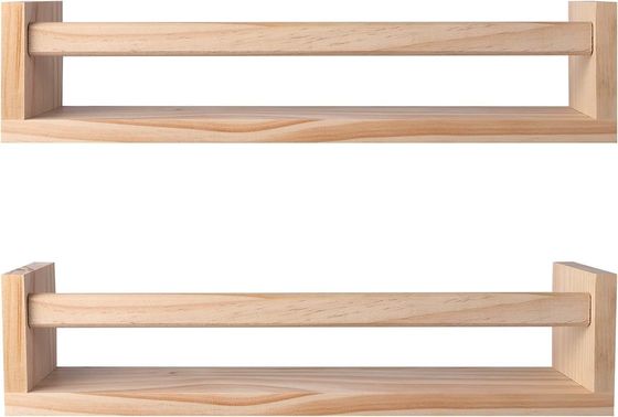 Ταχυδρομική συσκευασία Διακόσμηση σπιτιού και ράφια παιδιών Σετ 2 φυσικού ξύλου πλωτό τοίχωμα βιβλιοθήκη