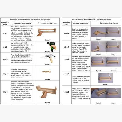 Ταχυδρομική συσκευασία Διακόσμηση σπιτιού και ράφια παιδιών Σετ 2 φυσικού ξύλου πλωτό τοίχωμα βιβλιοθήκη