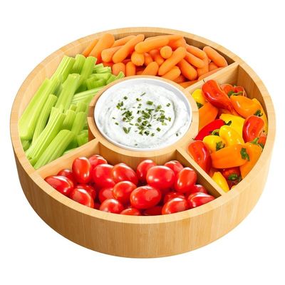 202407 Στρογγυλό δίσκο με κεραμικό μπολ για τη διατροφή από μπαμπού Δωρεάν ή επιστροφή δειγμάτων