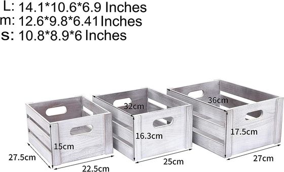 Ρουστικό λευκό ξύλινο κιβώτιο οθόνης Σετ 3 διακοσμητικών κιβωτίων αποθήκευσης πεύκου Χωρίς αναδιπλούμενο