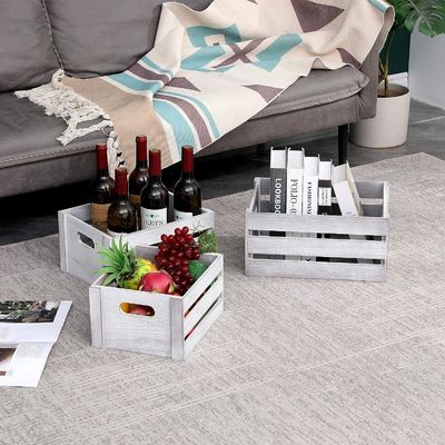 Ρουστικό λευκό ξύλινο κιβώτιο οθόνης Σετ 3 διακοσμητικών κιβωτίων αποθήκευσης πεύκου Χωρίς αναδιπλούμενο