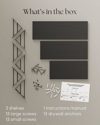 Σετ από 3 μοντέρνα ρυθμιζόμενα μαύρα τοίχο τοποθετημένα ρουστίκ ξύλινα πλωτά ράφια για αποθήκευση