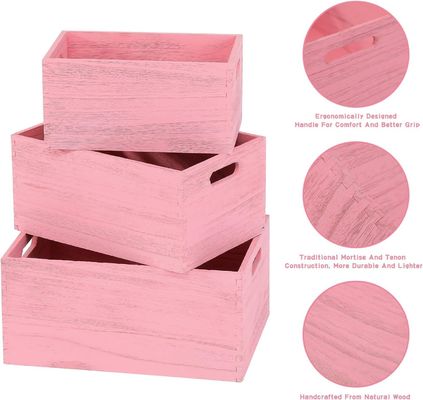 Εγχειριστικό ξύλινο σύνολο αποθήκευσης για λαχανικά και φρούτα ψωμιού 3 τεμάχια κιβώτιο φωλιάς