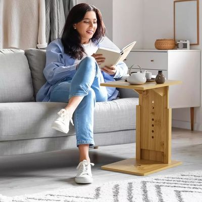 Ρυθμίσιμο ορθογώνιο μπαμπού Σχήμα C πλάι τραπέζι για ξύλινο τραπέζι καφέ πίσω από το καναπέ