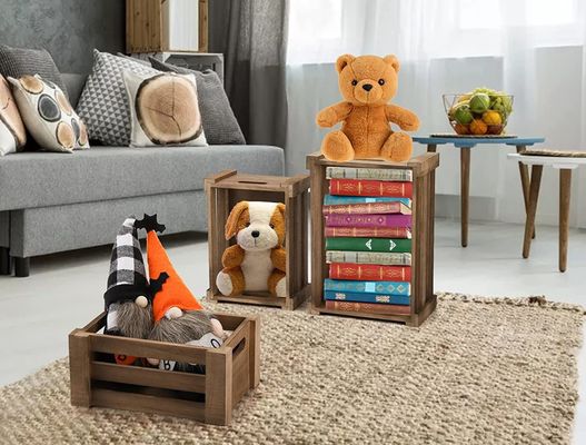 Οικιακή διακόσμηση ξύλινα κιβώτια με λαβή σε καφέ γκρι ή προσαρμοσμένο χρώμα