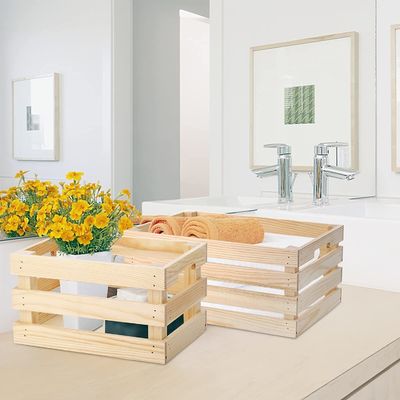 Οικιακή διακόσμηση ξύλινα κιβώτια με λαβή σε καφέ γκρι ή προσαρμοσμένο χρώμα