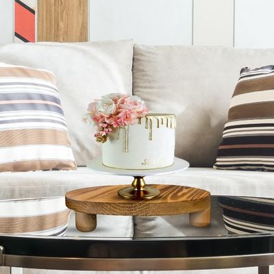 Καθαρό ξύλινο κουτί 2 πακέτο ξύλινο Riser φυτό σκαμνί οθόνη ράφι στρογγυλή γλάστρα λουλούδι βάθρο Ρέτρο φυτό