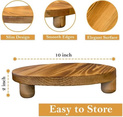 Καθαρό ξύλινο κουτί 2 πακέτο ξύλινο Riser φυτό σκαμνί οθόνη ράφι στρογγυλή γλάστρα λουλούδι βάθρο Ρέτρο φυτό