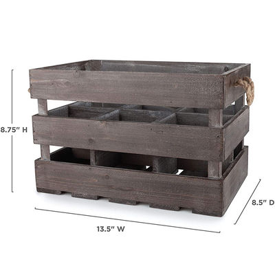 Στερεό κουτί βιντεοσκοπικού τύπου καφέ ξύλινο καλάθι κρασιού με χειροπέδες και χρώμα λεκέδων