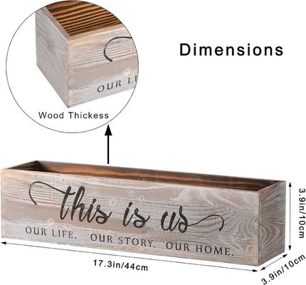 Γεννημένο ξύλινο ορθογώνιο κουτί για ρουστίκ κεντρικά κομμάτια προσαρμοσμένο λογότυπο αποδεκτό