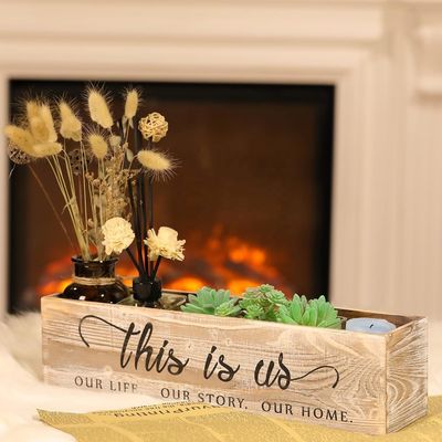 Γεννημένο ξύλινο ορθογώνιο κουτί για ρουστίκ κεντρικά κομμάτια προσαρμοσμένο λογότυπο αποδεκτό