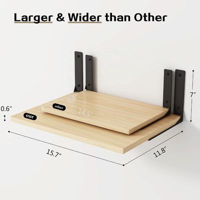 Ξύλινα πλωτά ράφια για σύγχρονη οθόνη τοίχου σε κομψό σαλόνι