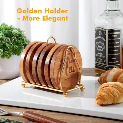 Εκτύπωση Custom 9cm Round Bar Home Drink Coasters ξύλινος μπαμπού Coaster με κάλυμμα