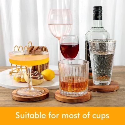 Εκτύπωση Custom 9cm Round Bar Home Drink Coasters ξύλινος μπαμπού Coaster με κάλυμμα