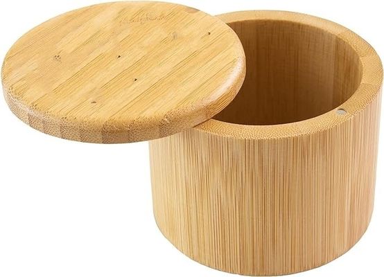 Πολυλειτουργικό κουτί αποθήκευσης αλατιού από μπαμπού με μαγνητικό καπάκι χειροποίητο χωρητικότητα 6 ουγγιών