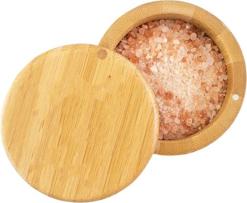 Πολυλειτουργικό κουτί αποθήκευσης αλατιού από μπαμπού με μαγνητικό καπάκι χειροποίητο χωρητικότητα 6 ουγγιών