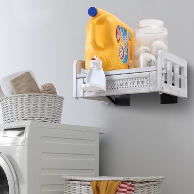 Μεταμορφώστε το πλυντήριο σας με αυτό το ξύλινο περιέκτη απορρυπαντικών και το ράφι