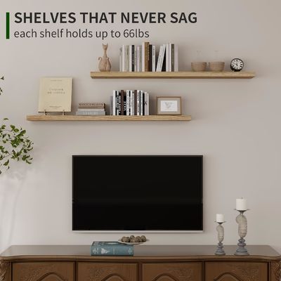 48 ιντσών τοίχος ράφι Σετ από 2 ρουστίκ ξύλινα ράφια για τοίχο αποθήκευση στο μπάνιο οθόνη