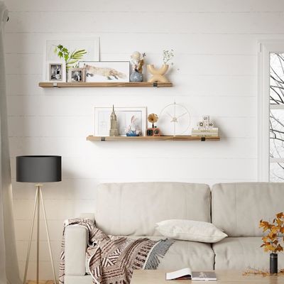 Πολυλειτουργικό ξύλινο ράφι τοποθετημένο στον τοίχο με μεταλλική θήκη