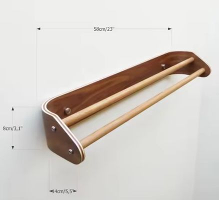 Προσαρμοσμένη ξύλινη διπλή μπάρα πετσέτας τοίχου τοποθετημένη στο τείχος πέλμα για μπάνιο για τη διατήρηση συσκευής κουζίνας