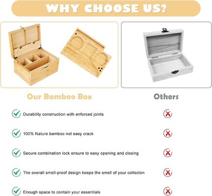 Απλό ξύλινο κουτί με αφαιρούμενο δίσκο και συνδυασμό κλειδαριού Προσαρμοσμένη αποθήκευση αδιάβροχη