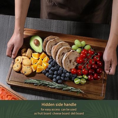 17x12 12x10 12x7 ίντσες παχιά ξύλινη σανίδα κοπής σετ 3 με χειροπέδες και αυλάκι χυμού