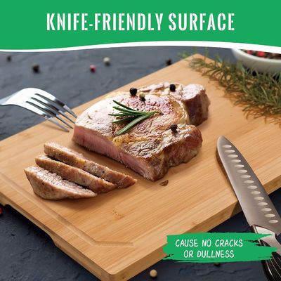 18x12 ίντσες οργανικό μπαμπού προ-ελαιωμένο κοπτικό πλάνο με αυλακώδης αυλακώδης αυλακώδης αυλακώδης αυλακώδης αυλακώτης