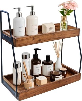 Πλατιστό Ναι Ακασία 2 επίπεδων οργανωτής μπάνιου ξύλινο ράφι αποθήκευσης για κουζίνα μπάνιου