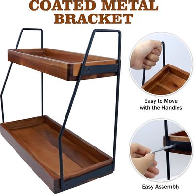 Πλατιστό Ναι Ακασία 2 επίπεδων οργανωτής μπάνιου ξύλινο ράφι αποθήκευσης για κουζίνα μπάνιου