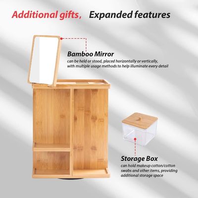 Εκκλυμμένο ξύλο μπαμπού Οργανωτής μακιγιάζ και αποθήκευση φροντίδας δέρματος για μια άτακτη ματαιοδοξία