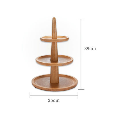 Αποδεκτό OEM ODM 25x39cm Oak Wood Biscuit Cake Dessert Stand για το Afternoon Tea Time