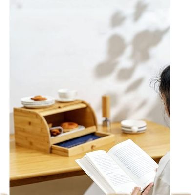 Τυπωμένο με μεταξένιο οθόνη ξύλινο κάλυμμα ψωμιού για κουζίνα από μπαμπού με διπλό καπάκι