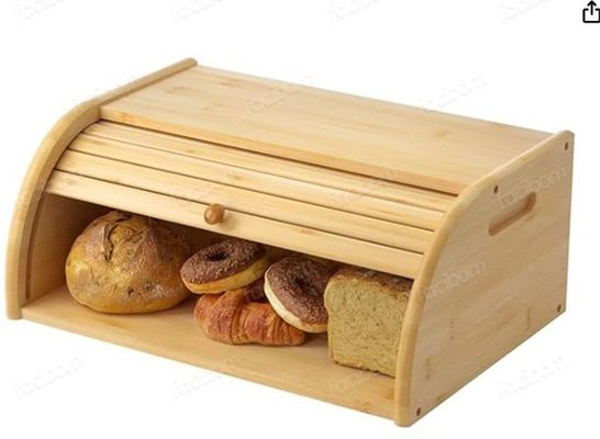 Τυπωμένο με μεταξένιο οθόνη ξύλινο κάλυμμα ψωμιού για κουζίνα από μπαμπού με διπλό καπάκι