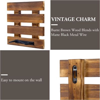 Προσαρμοσμένο μέγεθος Ρουστικό καμένο στερεό ξύλο και μαύρο μέταλλο