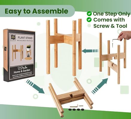 Ρυθμίσιμο μπαμπού ξύλο φυτό στέκεται ιδανικό για 8 10 και 12 ίντσες γλάστρες και βάζα λουλουδιών