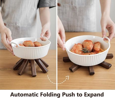 Προσαρμοσμένο λογότυπο Αποδεκτό ξύλινο μαύρο Walnut Trivet Set για ζεστά πιάτα και γλάστρες