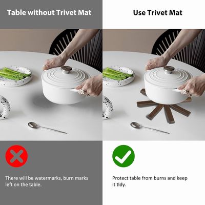 Προσαρμοσμένο λογότυπο Αποδεκτό ξύλινο μαύρο Walnut Trivet Set για ζεστά πιάτα και γλάστρες