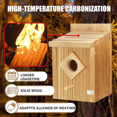 Κουτί φωλιάς μπλε πουλιού με ξύλινη κατασκευή και αδιάβροχη επεξεργασία με χρώμα ψεκασμού