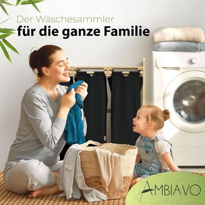 24x13x22cm χειροποίητο καλάθι ρούχων από μπαμπού με δύο τμήματα αποσυναρμολογητέες σακούλες