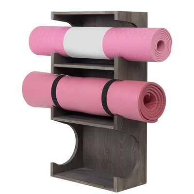 Τείχος τοποθετημένο 3 επίπεδα Foam Roller Yoga Mat κρεμασμένο ράφι με επάνω ράφι οθόνης έπιπλα για σπίτι