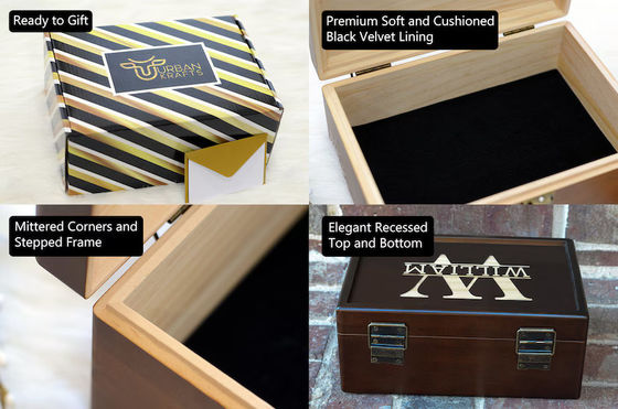 6.2*6.2*4.48 Προσαρμοσμένο ξύλινο κουτί επιτραπέζια σκεύη κουτί για δώρο 5ης επετείου