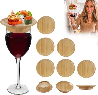Ξύλινο γυαλί κρασιού Charcuterie Board Topper Set από 6 για την πρόληψη της ψεκασμού κόκκινου κρασιού