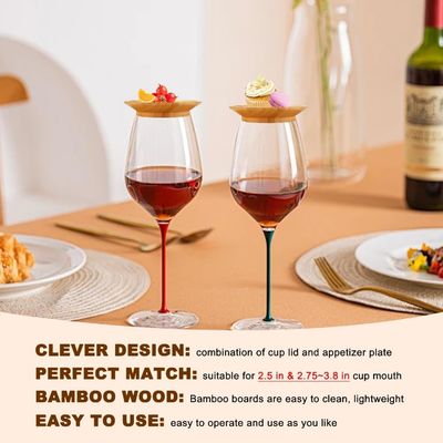 Ξύλινο γυαλί κρασιού Charcuterie Board Topper Set από 6 για την πρόληψη της ψεκασμού κόκκινου κρασιού