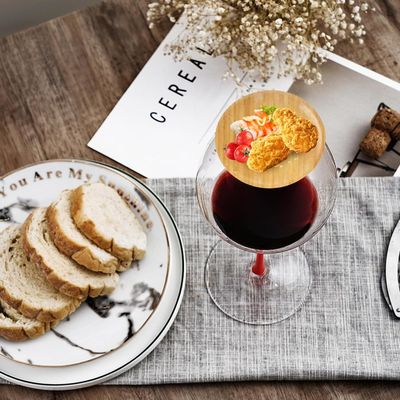 Ξύλινο γυαλί κρασιού Charcuterie Board Topper Set από 6 για την πρόληψη της ψεκασμού κόκκινου κρασιού