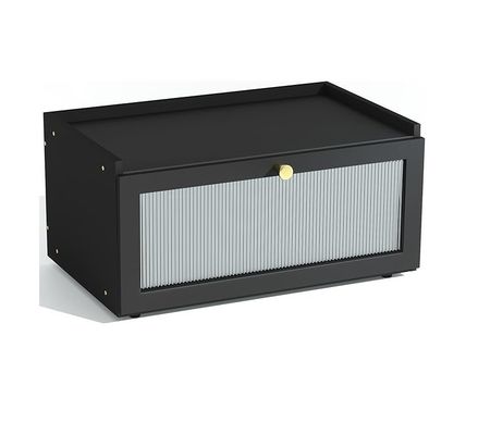 Πακέτο δώρο 2 στρώματα Μεγάλο μοντέρνο μπαμπού Μαύρο κουτί ψωμιού ξύλινο κουτί αποθήκευσης ψωμιού με παράθυρο