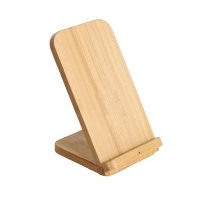 Προσαρμοσμένο ξύλινο χρώμα φυσικό μπαμπού Ασύρματη φόρτιση 10W Φωνοστάσιο με συσκευασία ταχυδρομείου